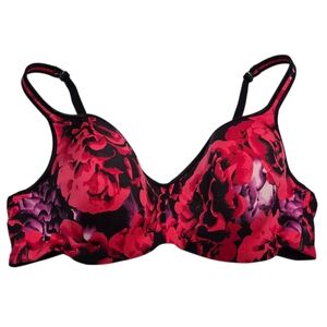 Deesse Vibrant Floral Women's Bra in Red and Black 40D Red Pink Black